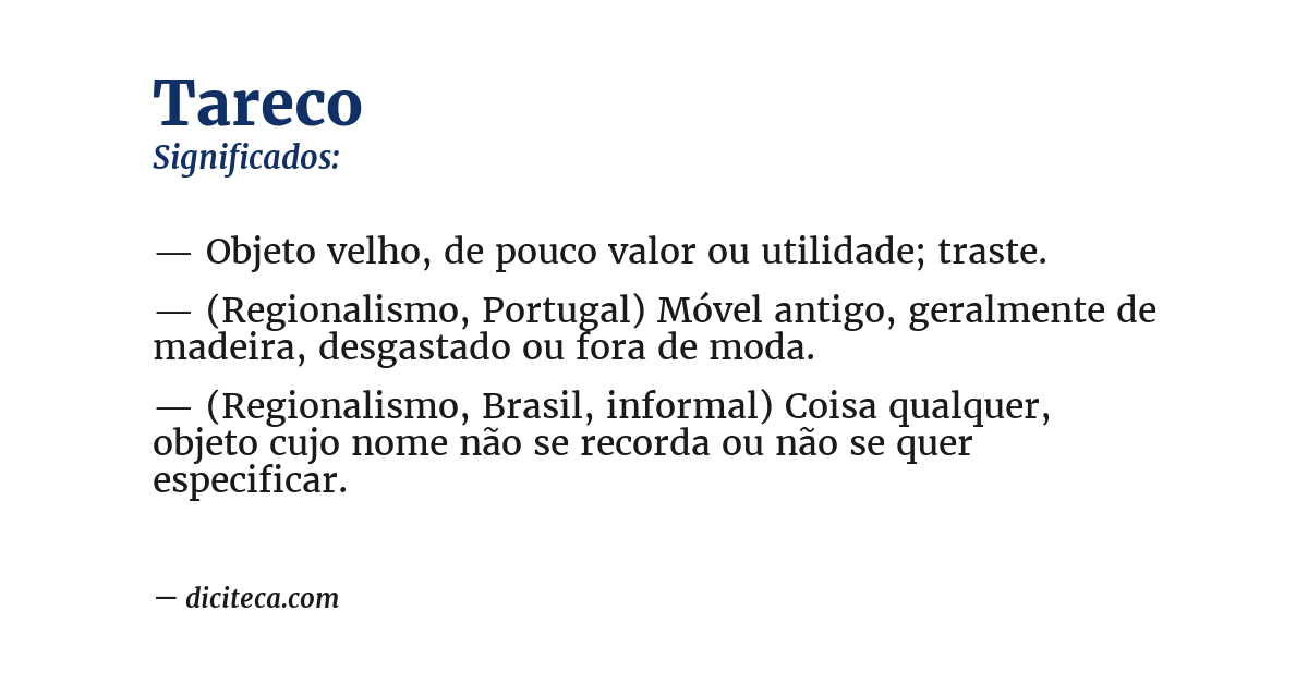 Significado de tareco