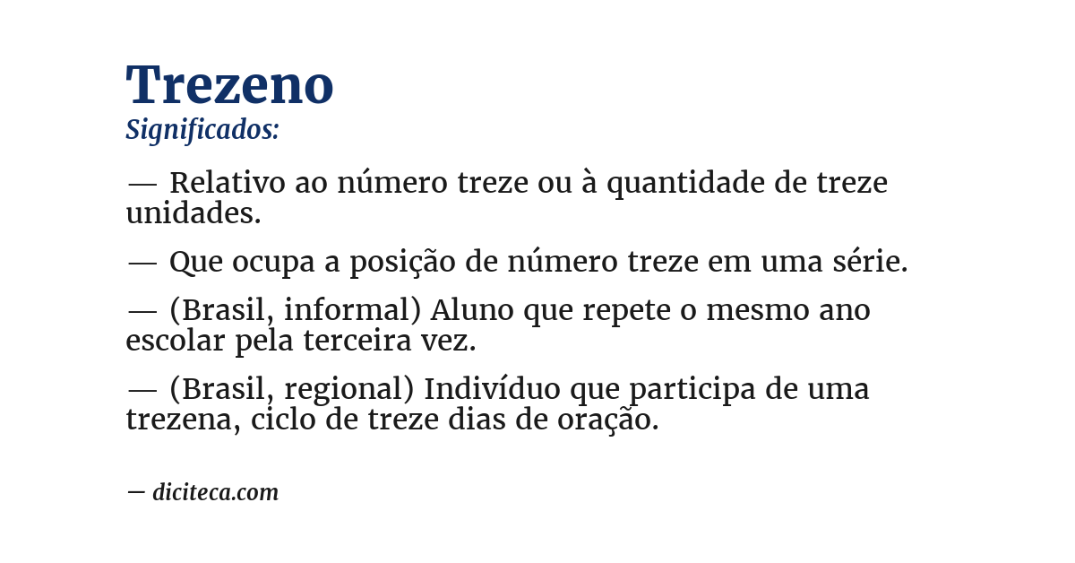 Significado de trezeno