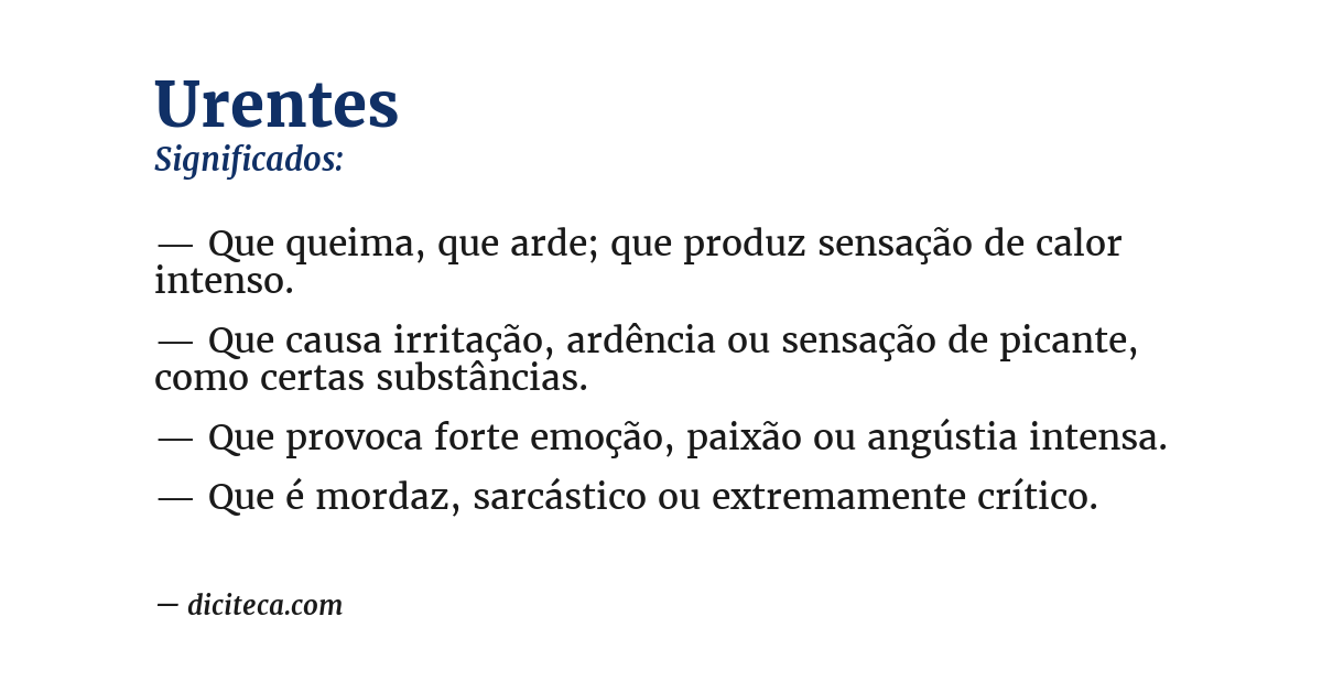 Significado de urentes