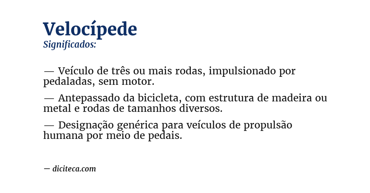 Significado de velocípede