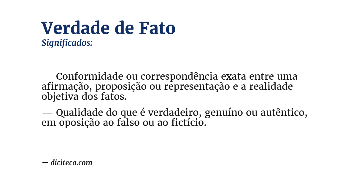 Significado de verdade de fato