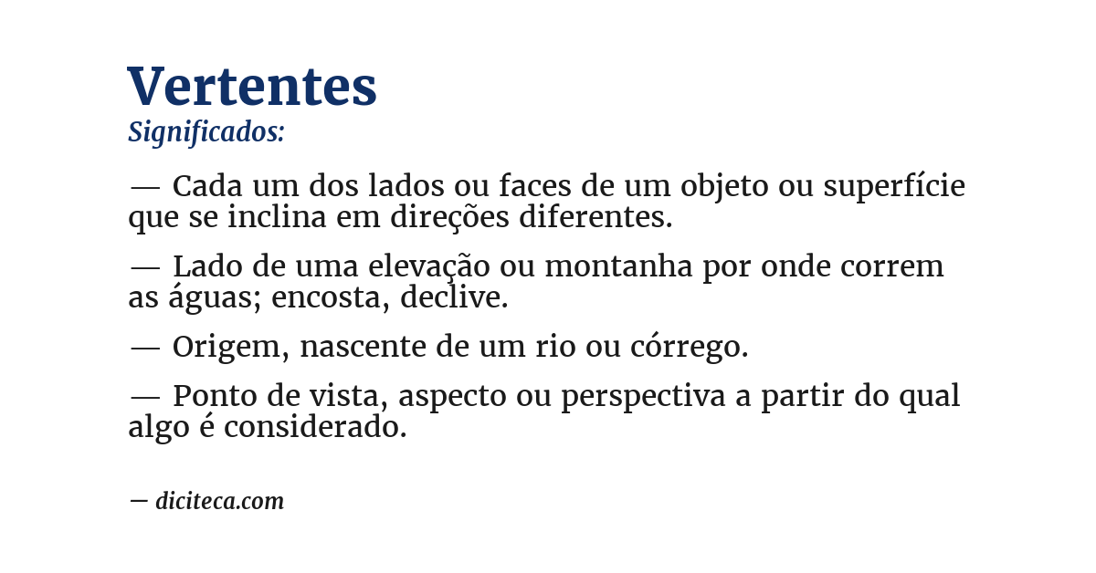 Significado de vertentes
