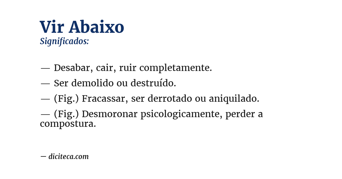 Significado de vir abaixo