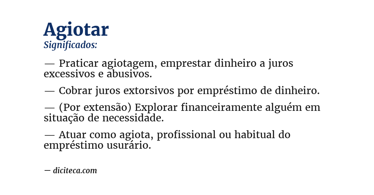 Significado de agiotar