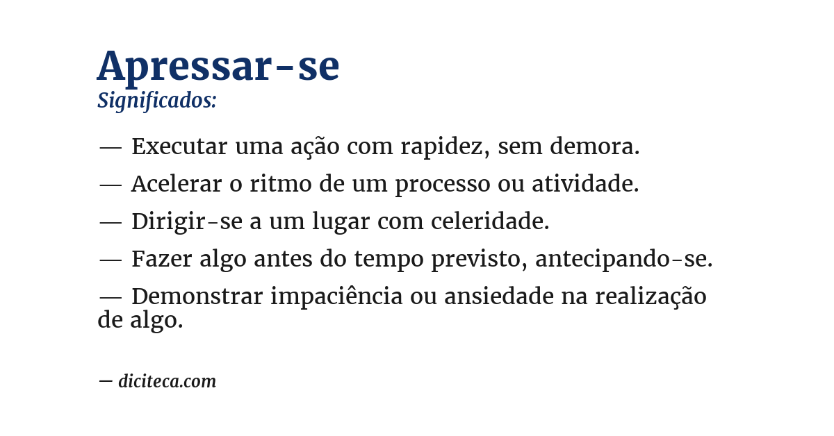Significado de apressar-se