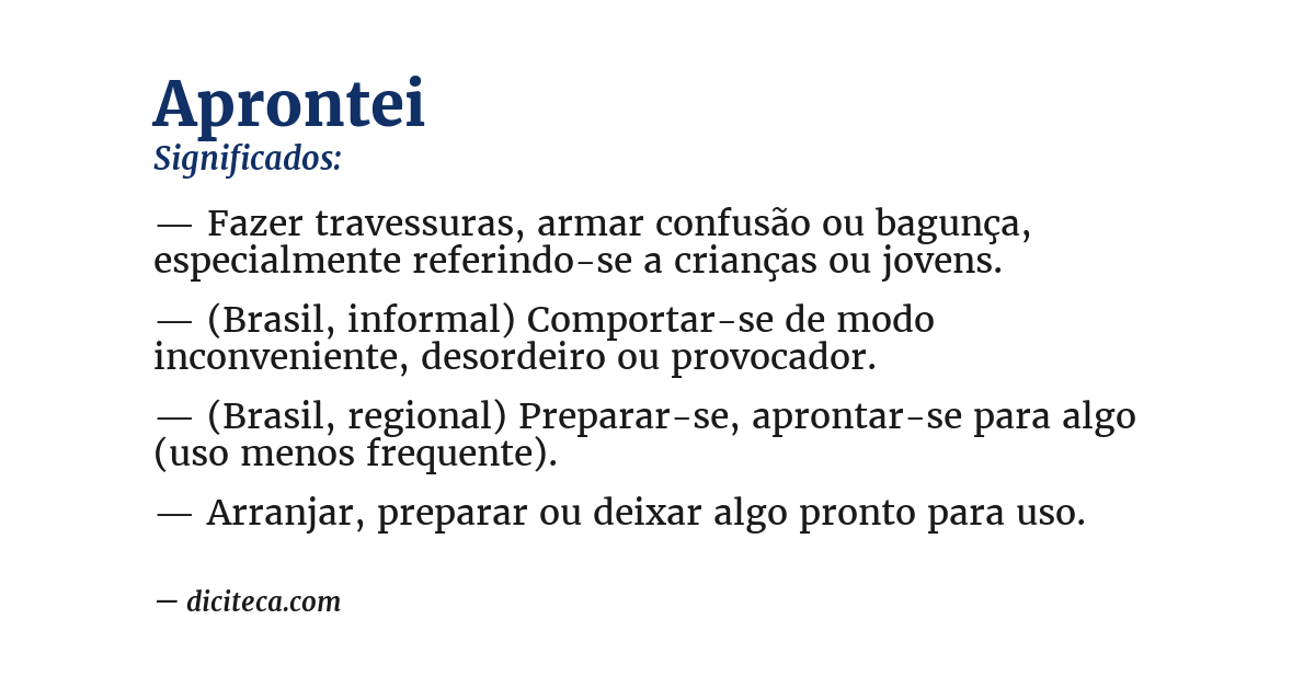 Significado de aprontei