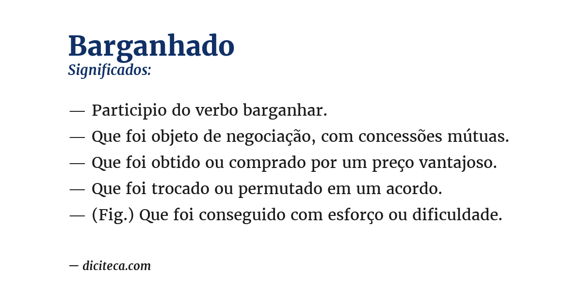 Significado de barganhado