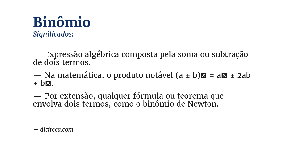 Significado de binômio
