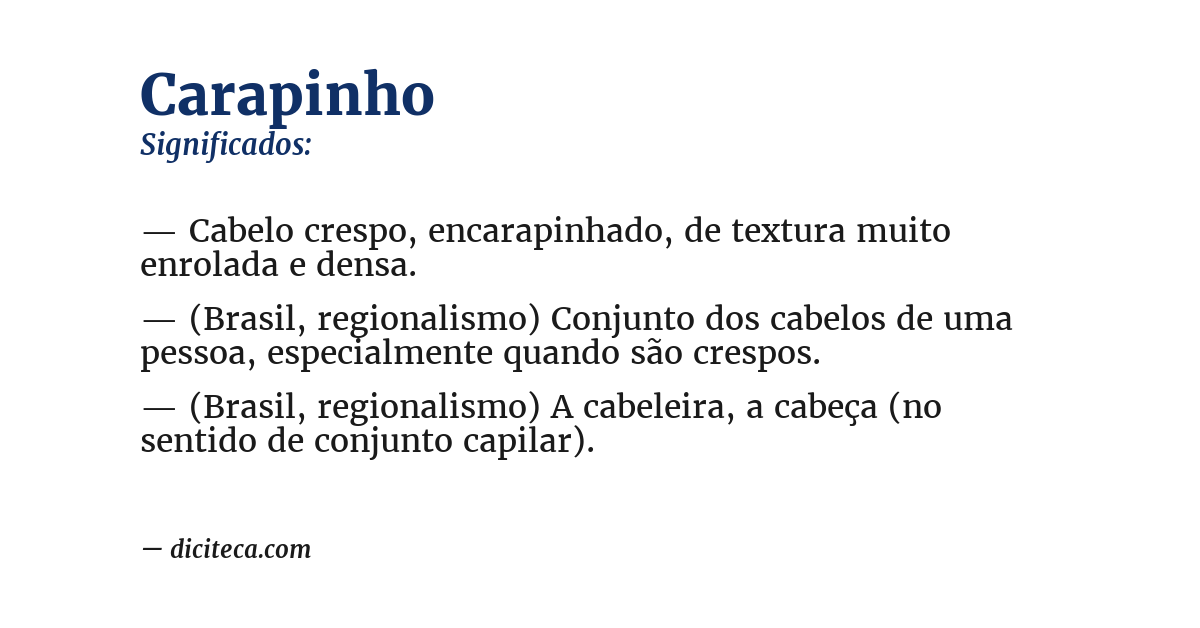 Significado de carapinho