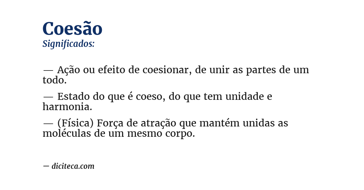 Significado de coesão