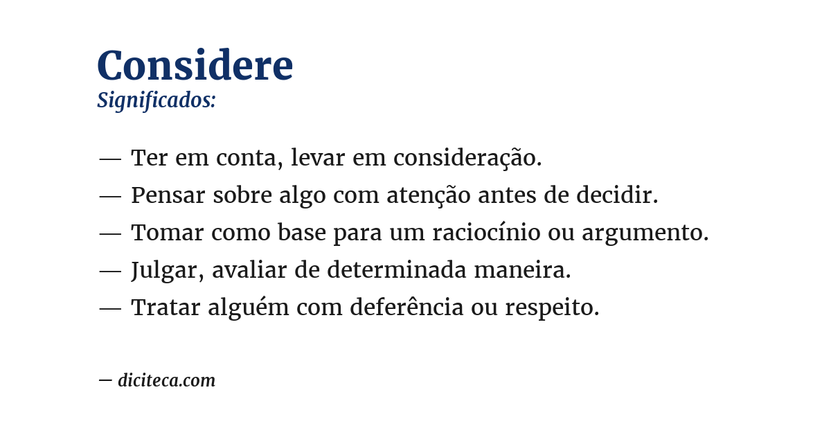 Significado de considere
