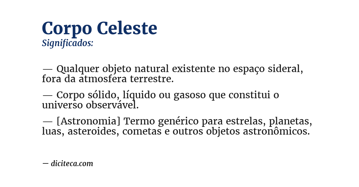 Significado de corpo celeste