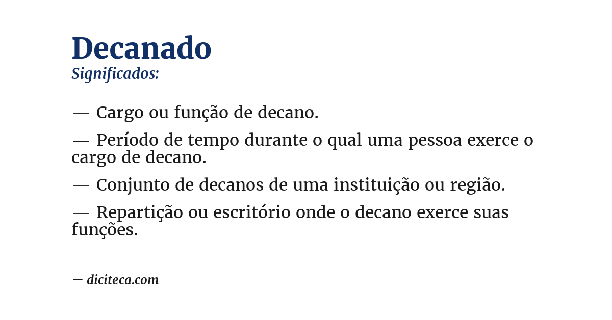 Significado de decanado