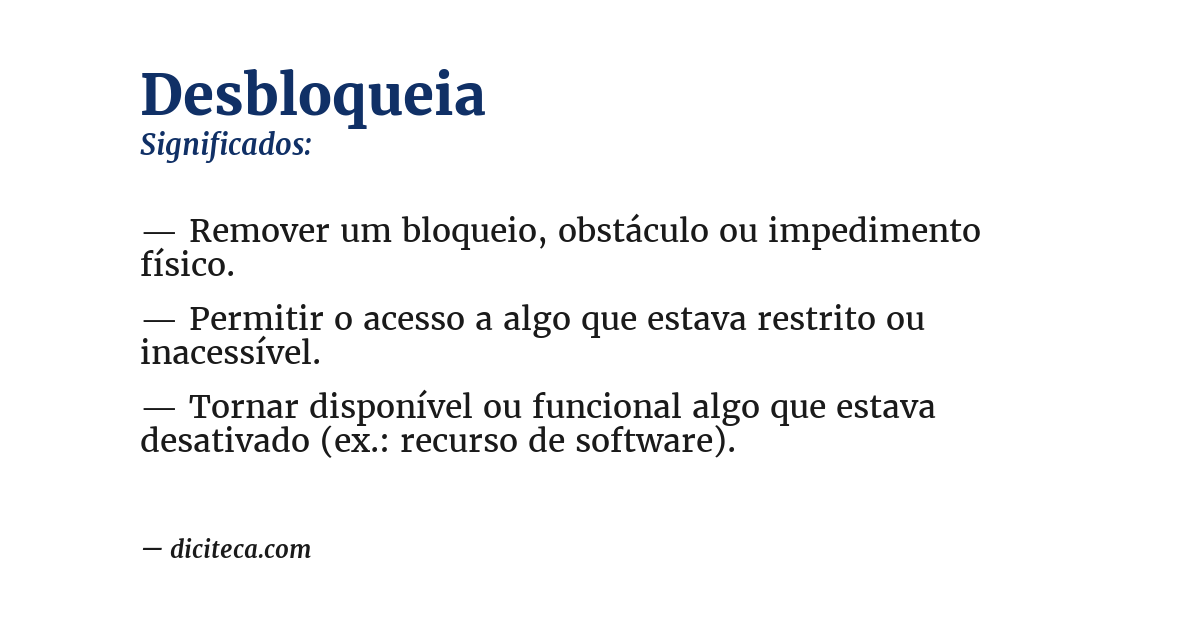 Significado de desbloqueia