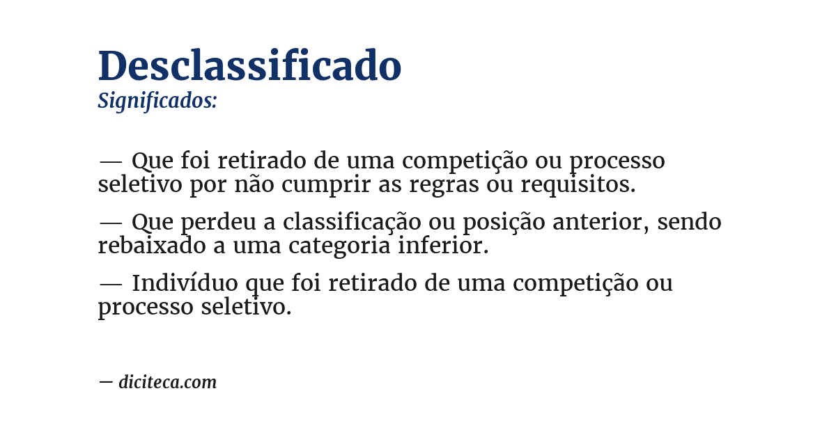 Significado de desclassificado
