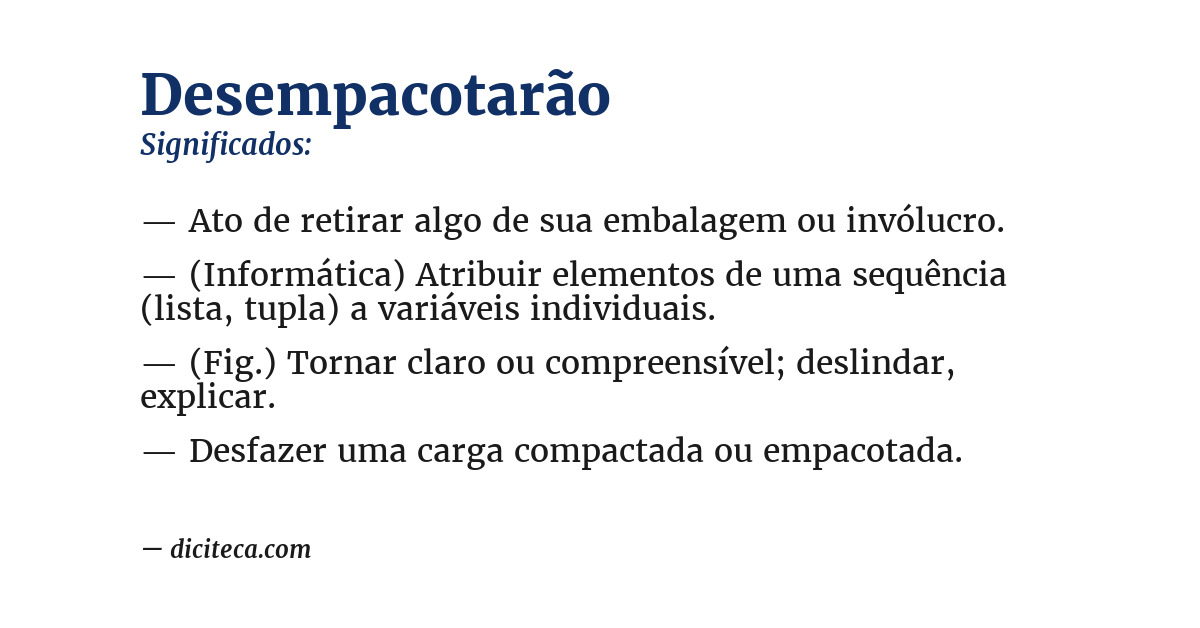 Significado de desempacotarão