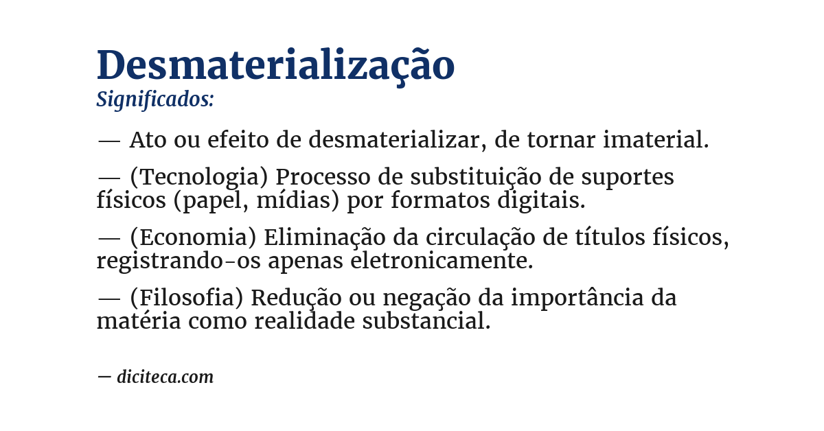 Significado de desmaterialização