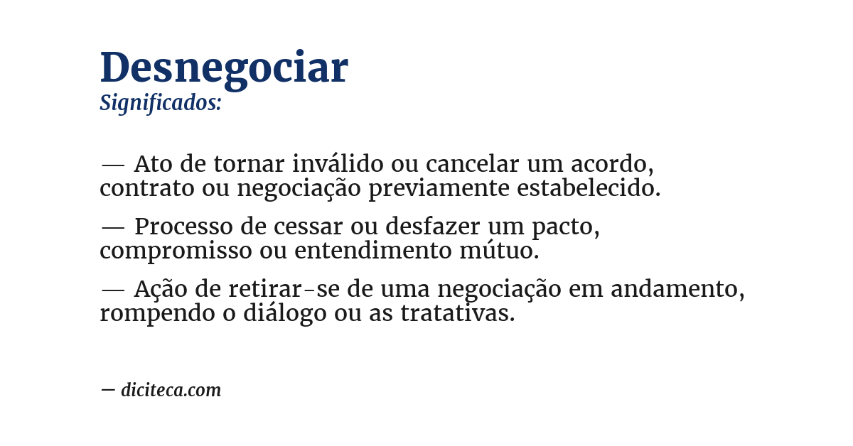 Significado de desnegociar