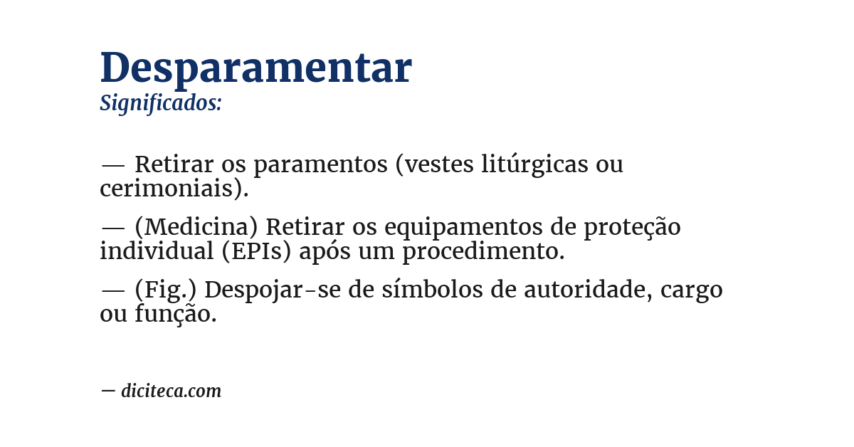 Significado de desparamentar
