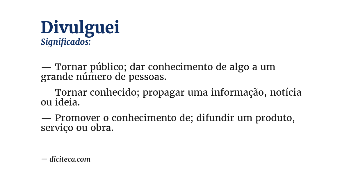 Significado de divulguei