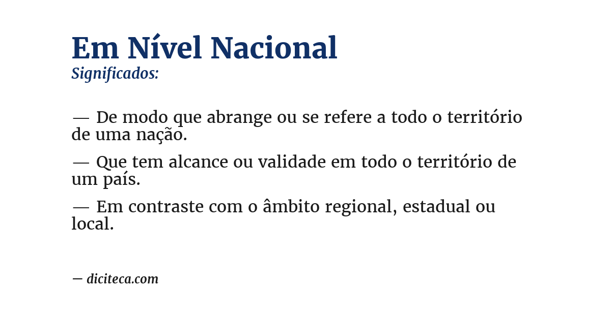 Significado de em nível nacional