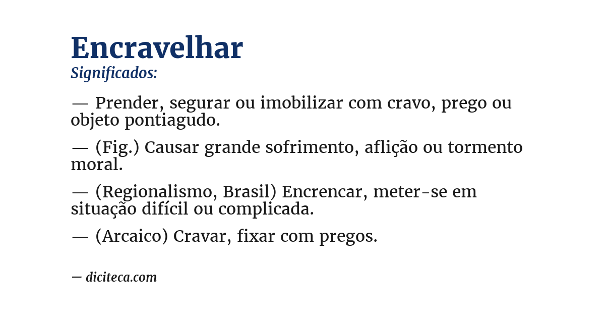 Significado de encravelhar