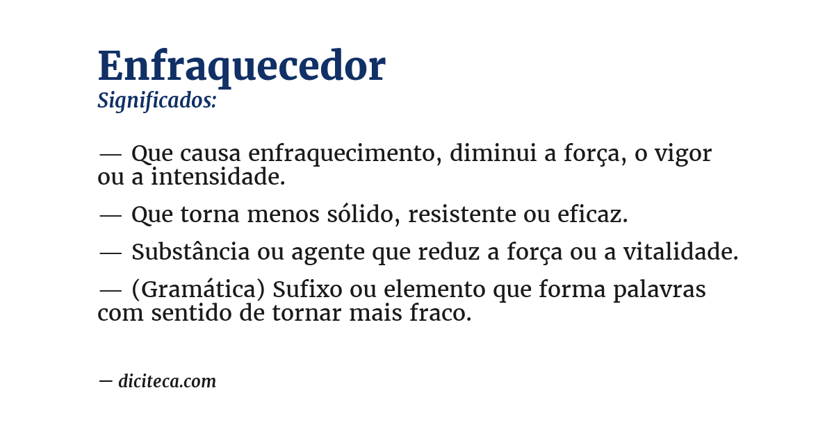 Significado de enfraquecedor