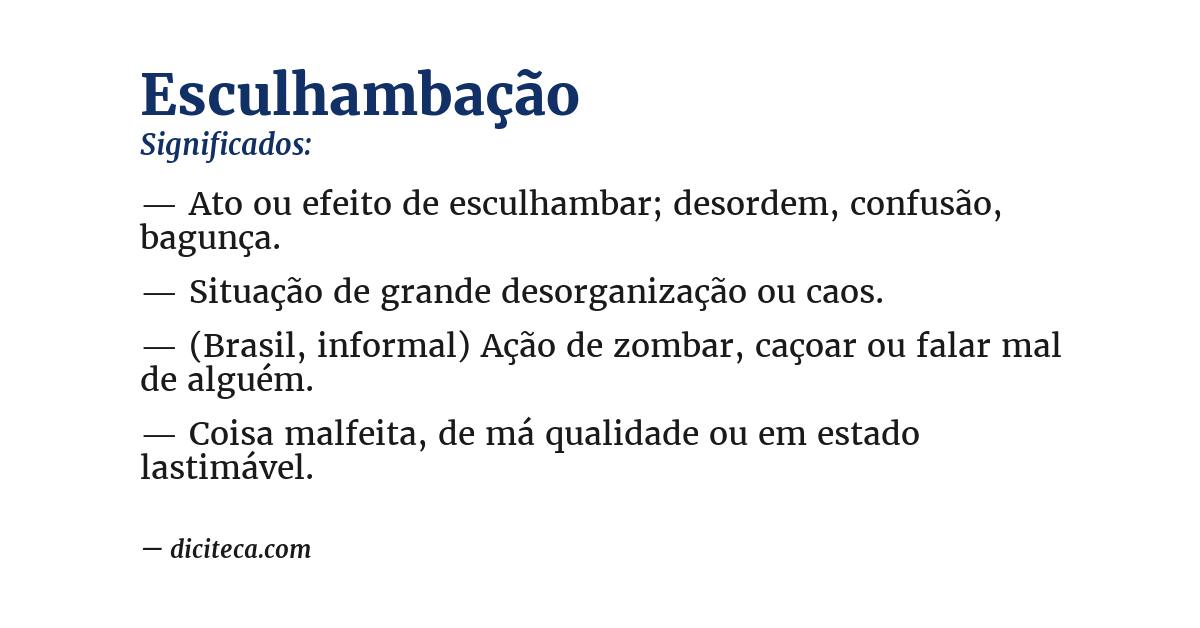 Significado de esculhambação