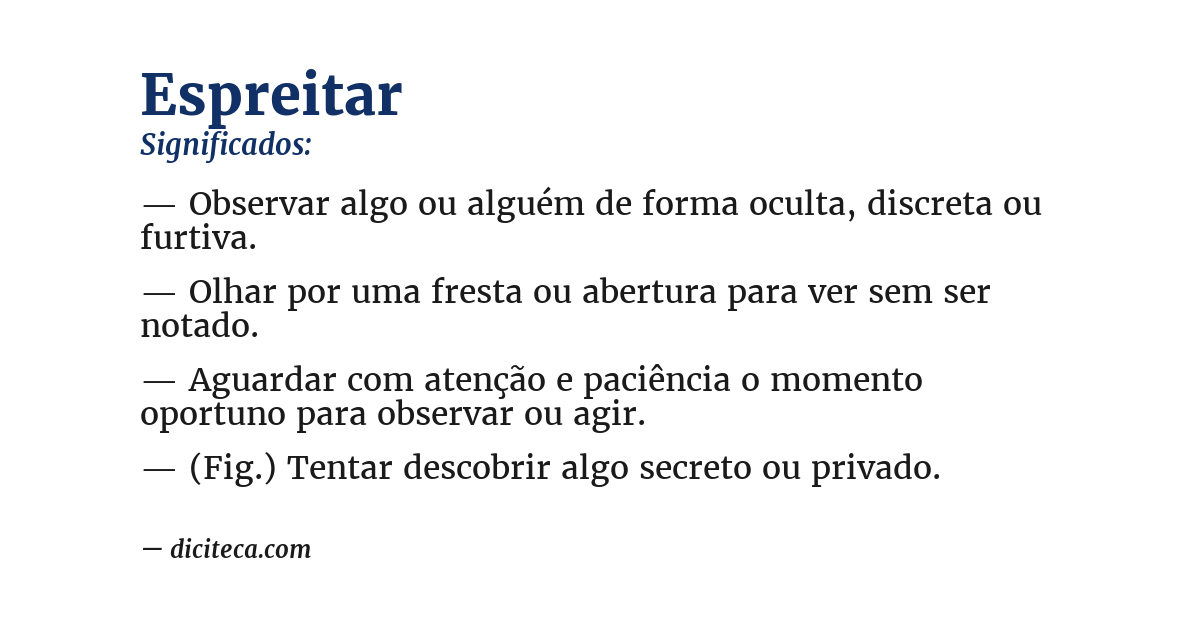 Significado de espreitar