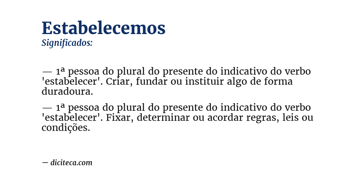 Significado de estabelecemos