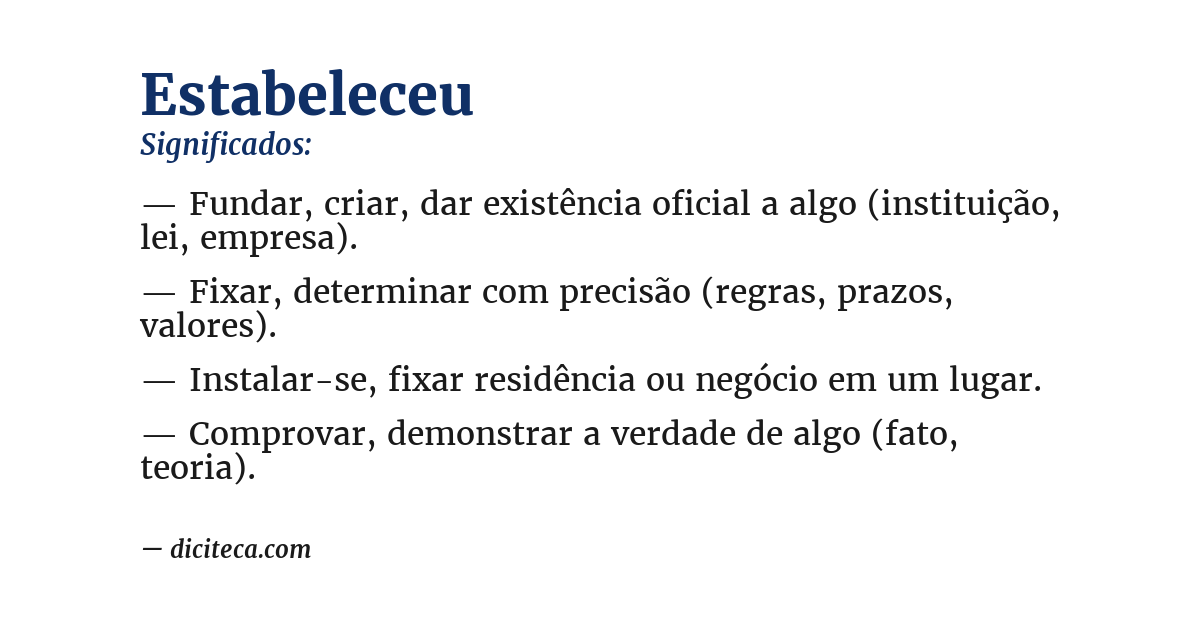 Significado de estabeleceu