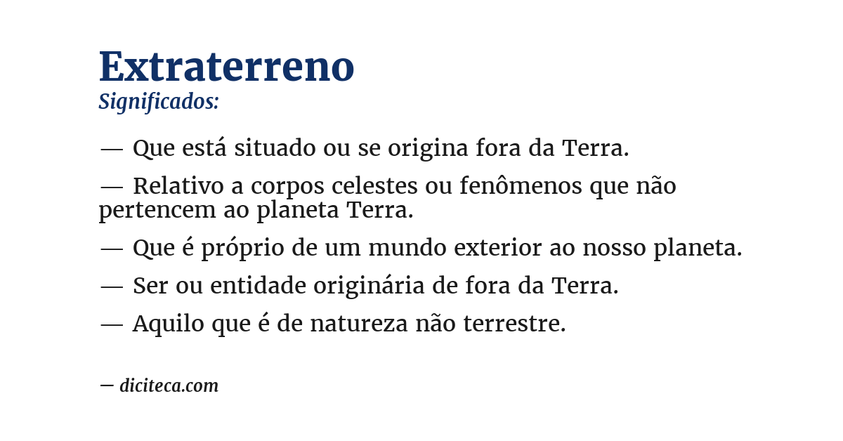 Significado de extraterreno