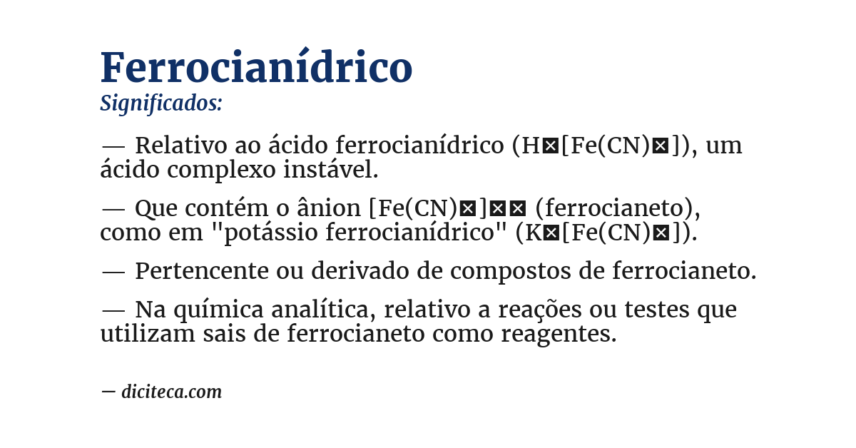 Significado de ferrocianídrico