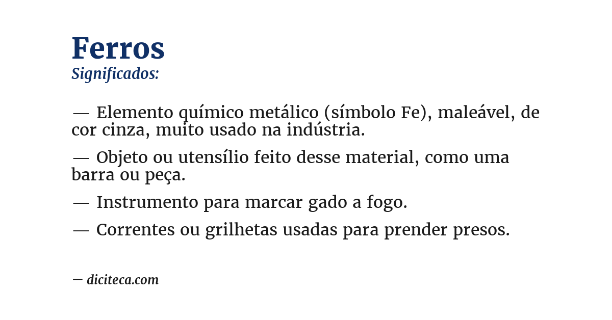 Significado de ferros