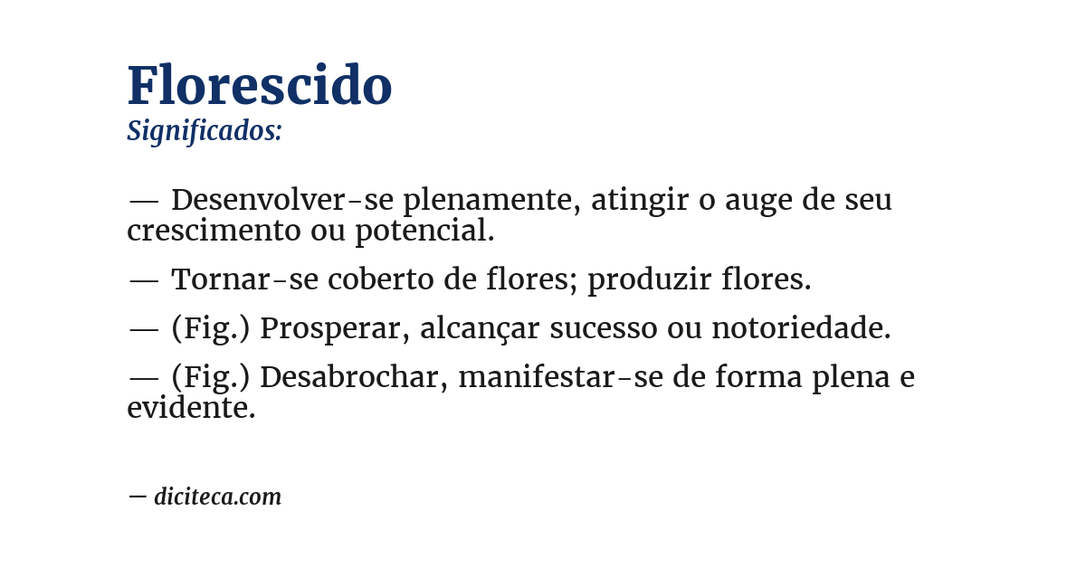 Significado de florescido