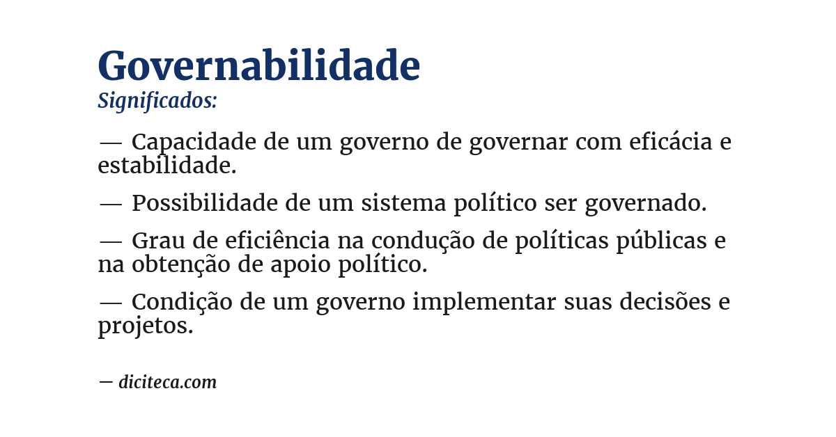 Significado de governabilidade