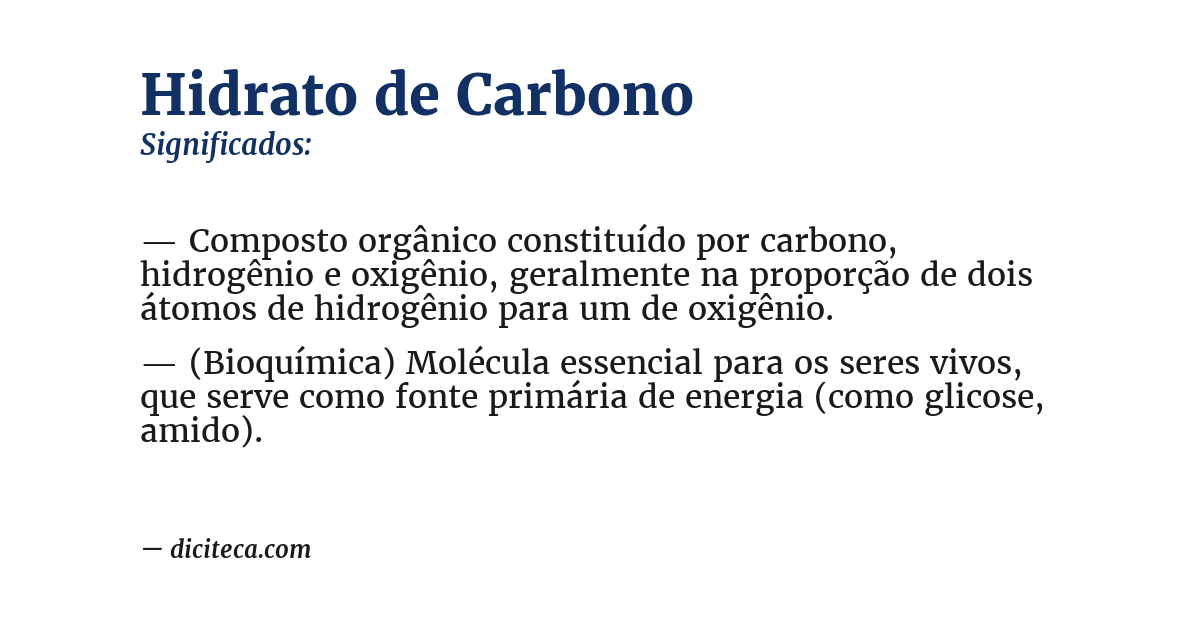 Significado de hidrato de carbono
