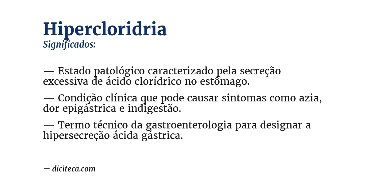 Significado de hipercloridria