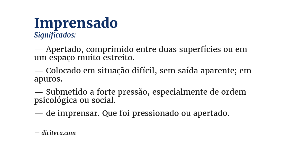 Significado de imprensado