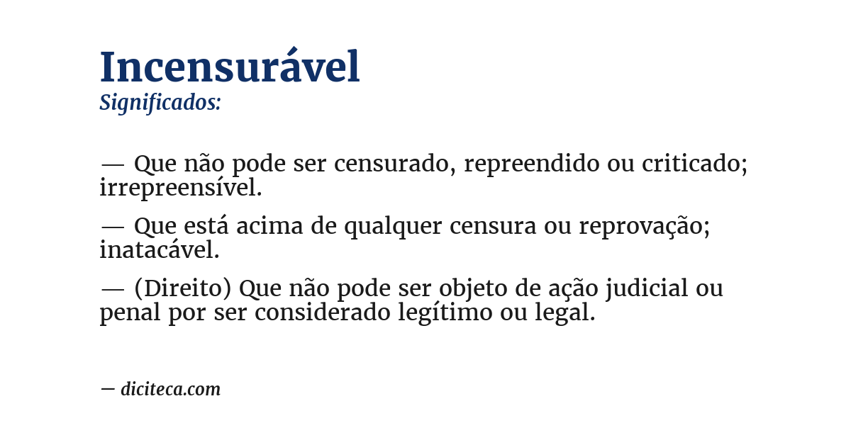 Significado de incensurável