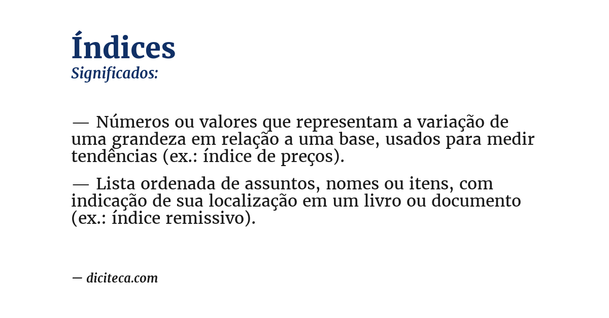 Significado de índices