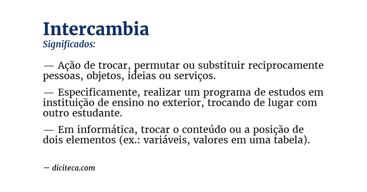 Significado de intercambia