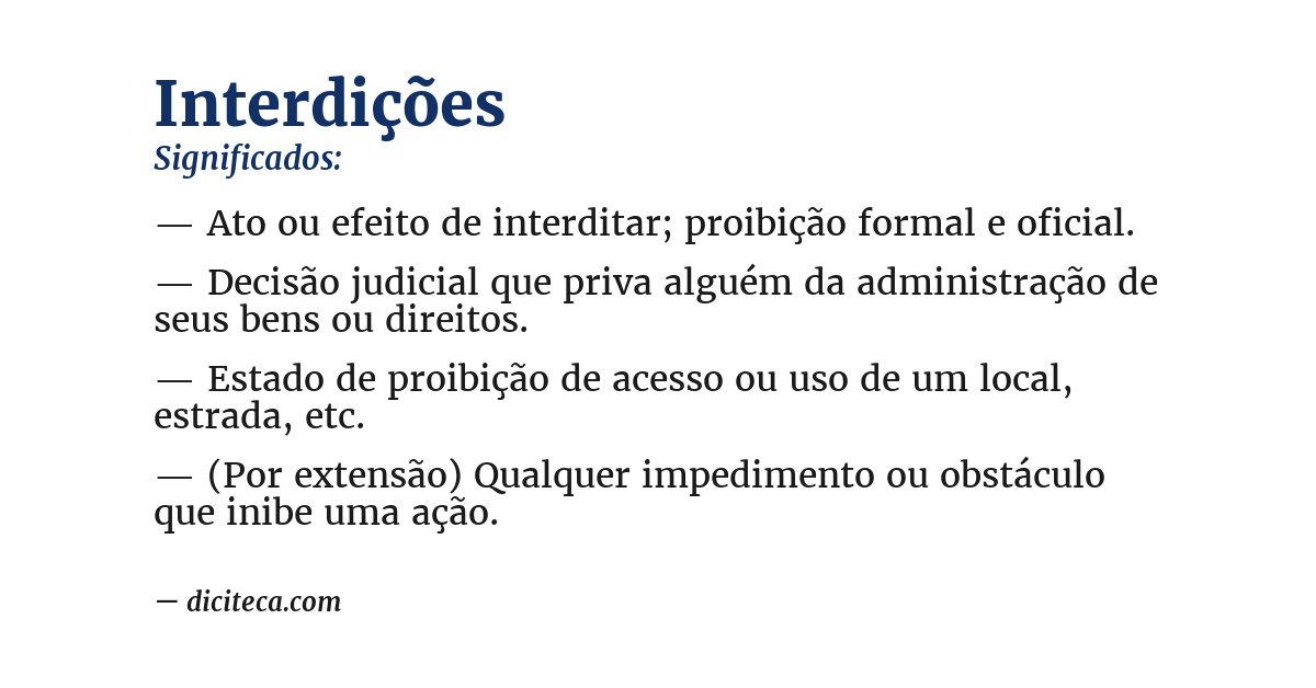 Significado de interdições
