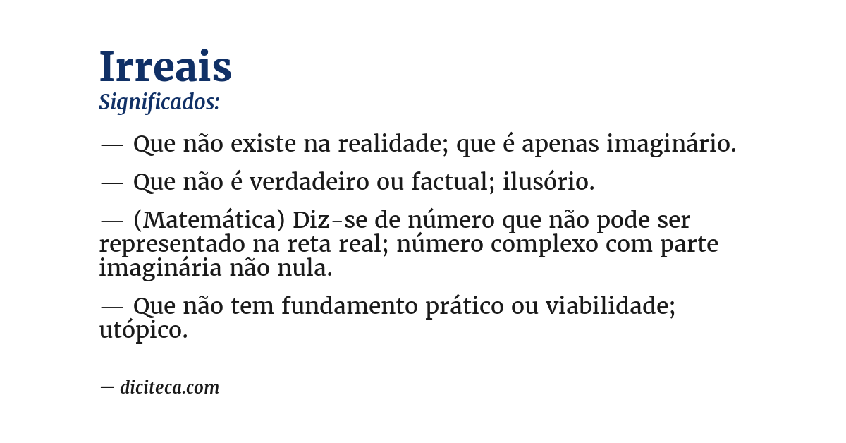 Significado de irreais