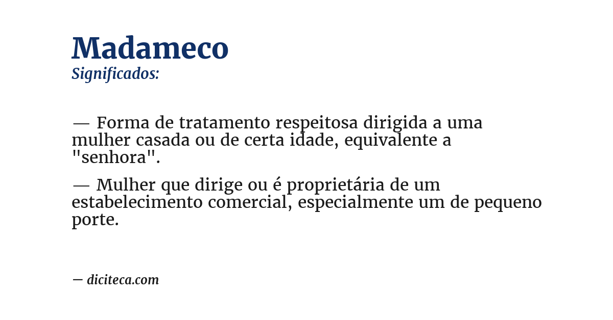 Significado de madameco