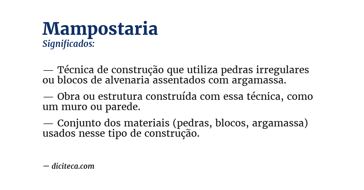 Significado de mampostaria