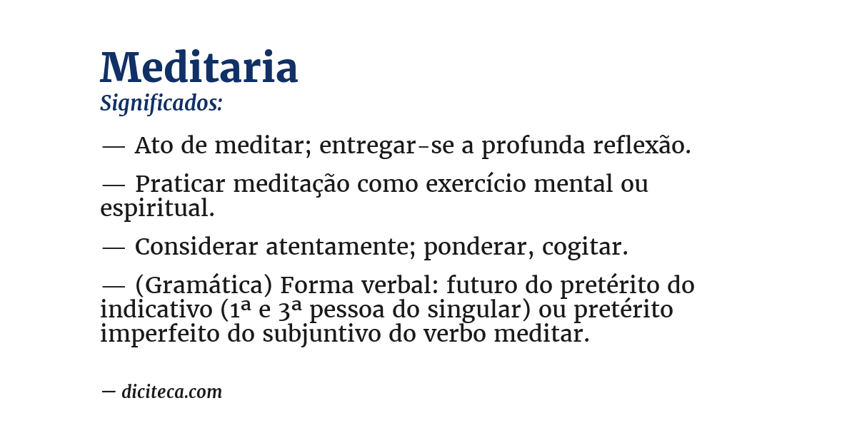 Significado de meditaria