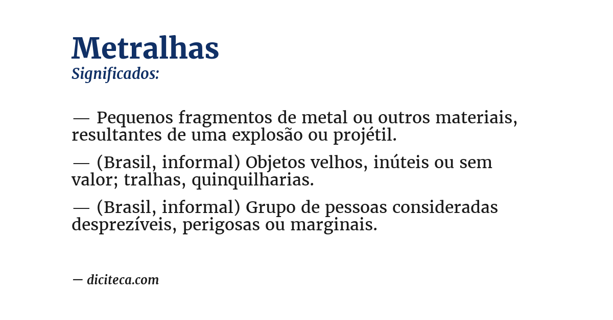 Significado de metralhas