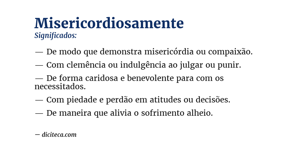 Significado de misericordiosamente