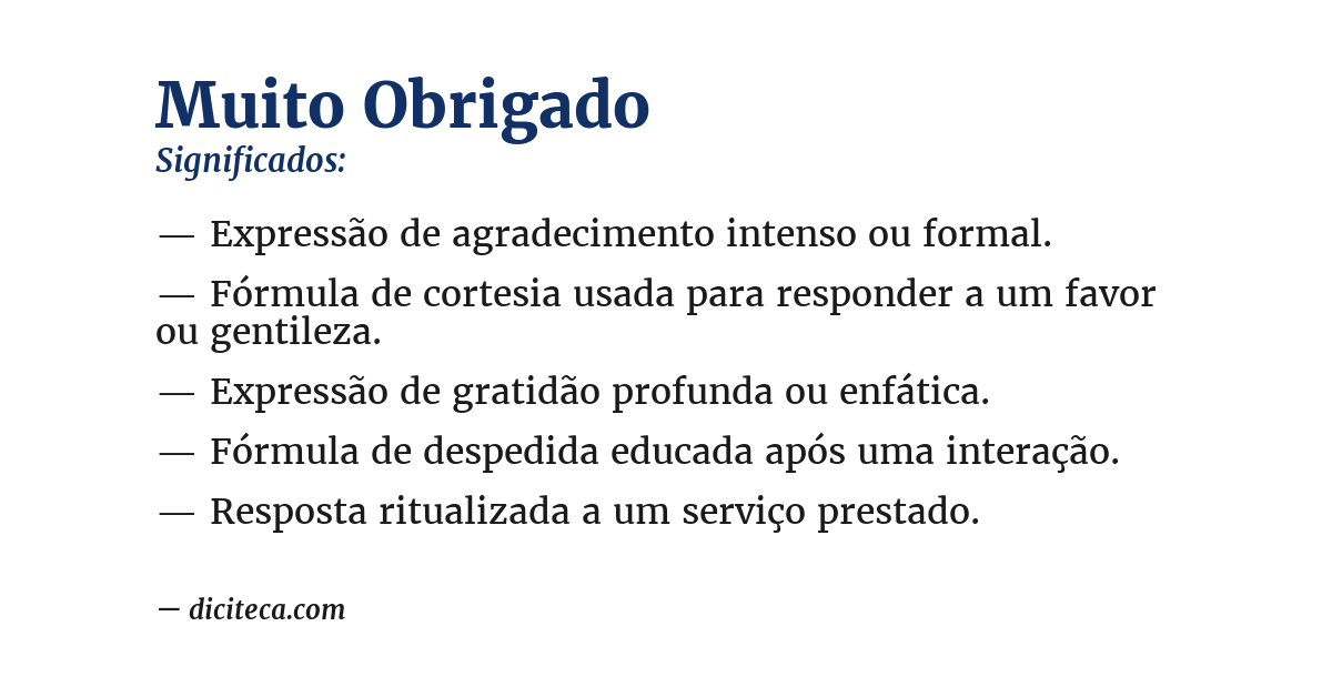 Significado de muito obrigado
